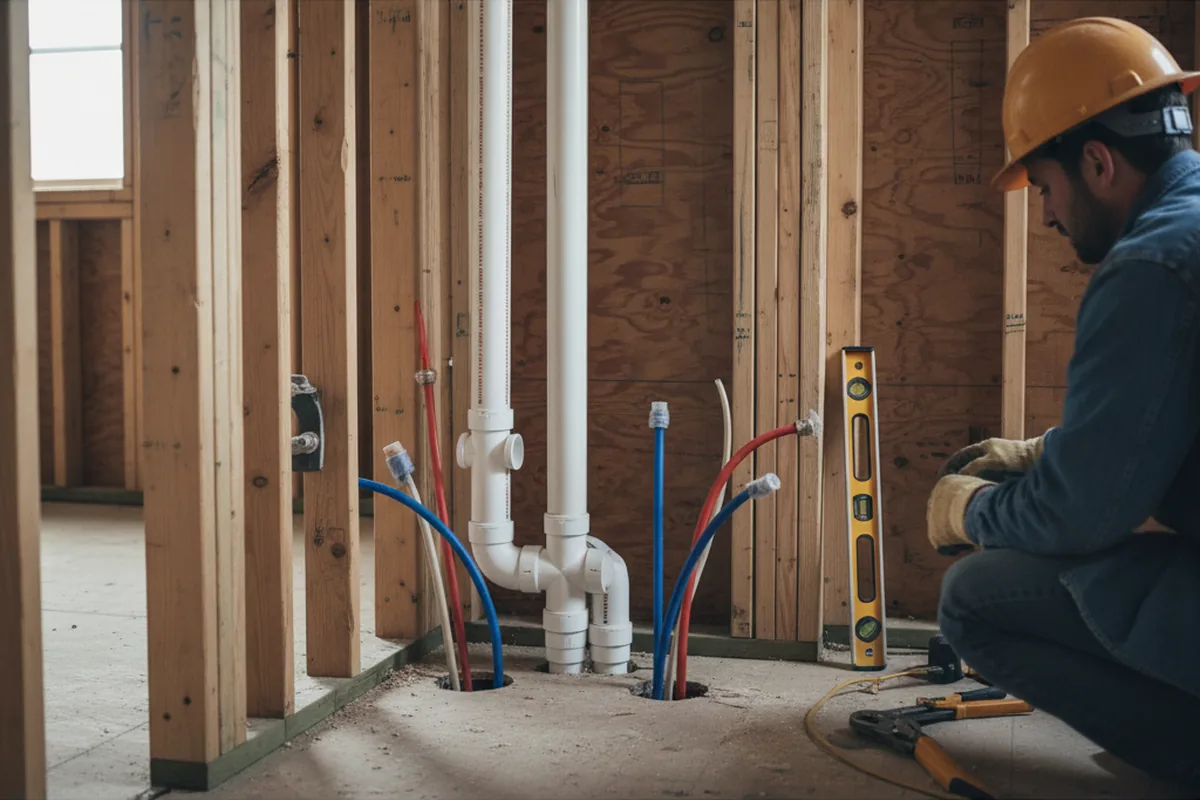 Drain and supply rough-in during Leak Detection in Junction City